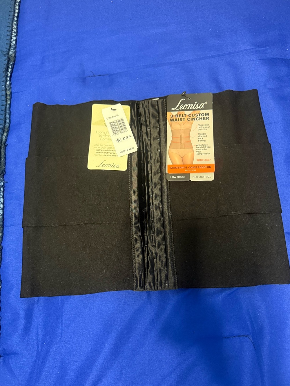 Leonisa Black 3-Belt Custom Waist Cincher - Moderate Compression